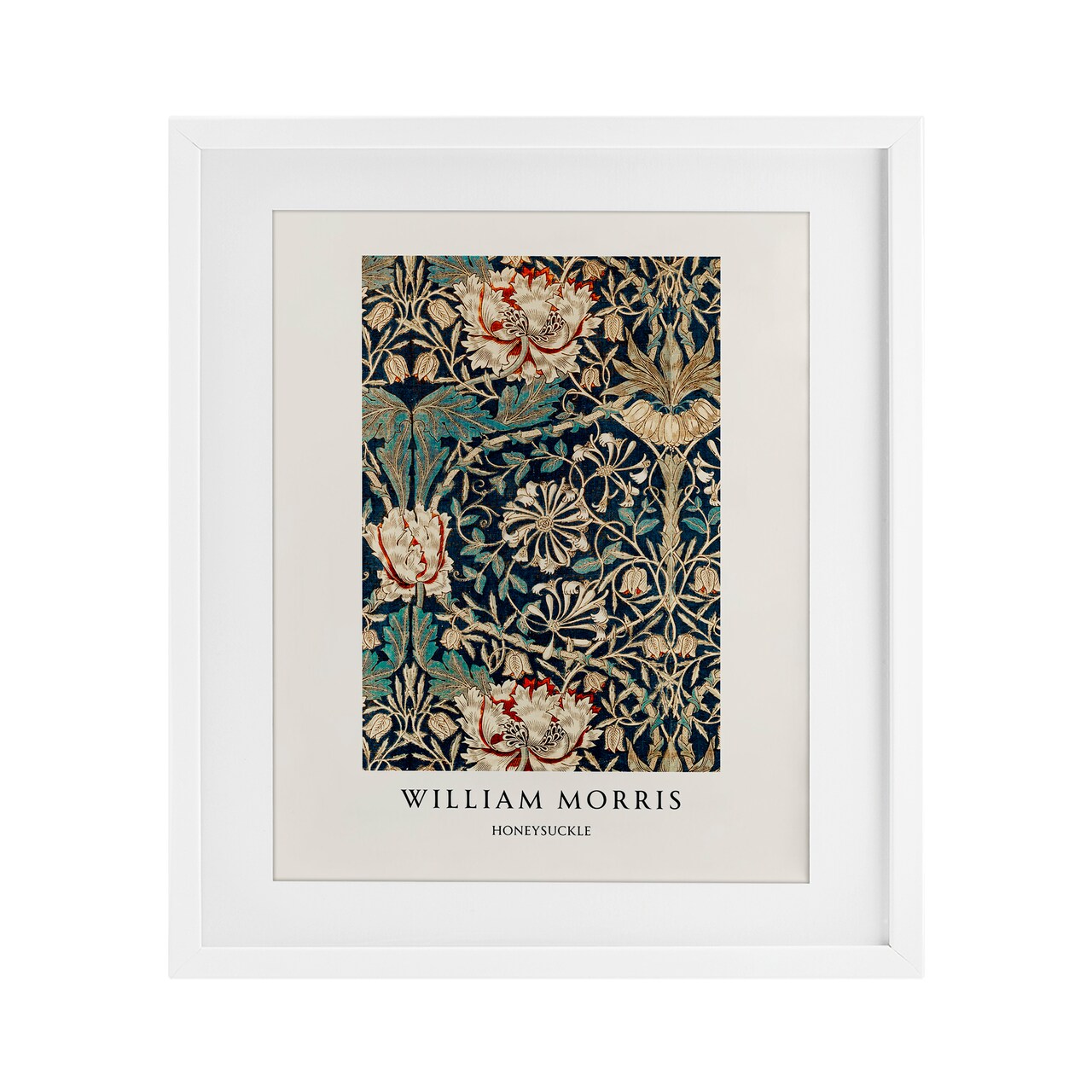 Stupell Industries William Morris Honeysuckle Pattern Black Framed Print Under Glass, design by Vintage Hustle